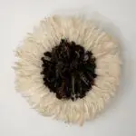 Moroccan handmade jujuhat feather decoration in white and black shades