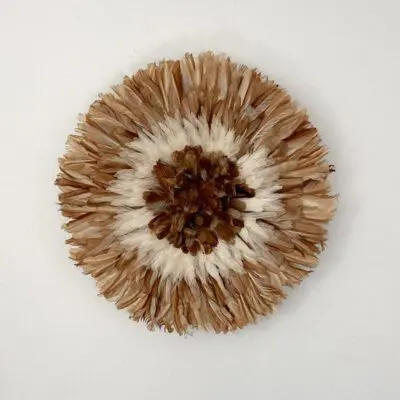Moroccan handmade jujuhat feather decoration in shades of brown