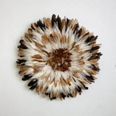 Moroccan handmade feather decoration in shades of brown