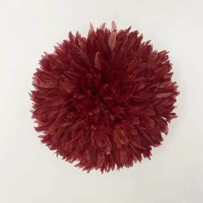 Moroccan handmade jujuhat feather decoration in burgundy shades