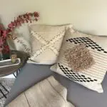 Moroccan handwoven cushion covers lying on sofa corner