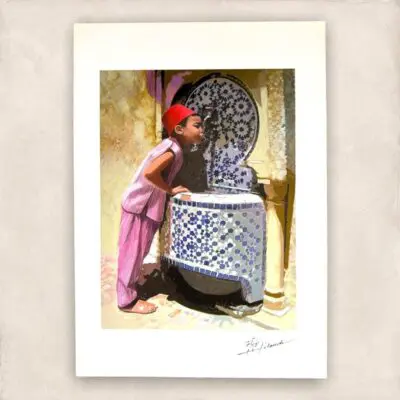 Boy at the fountain, poster