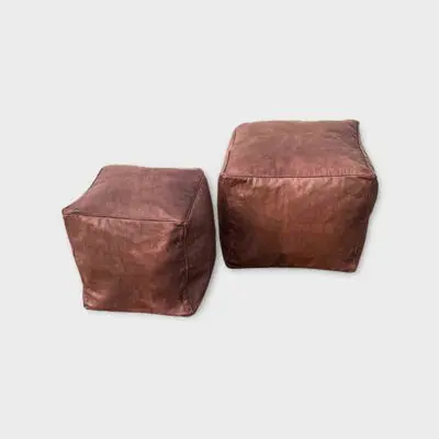 dark brown poufs without pattern in two sizes