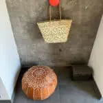 Moroccan pouf light brown with Moroccan pattern