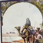 Artwork of Moroccan men riding camels