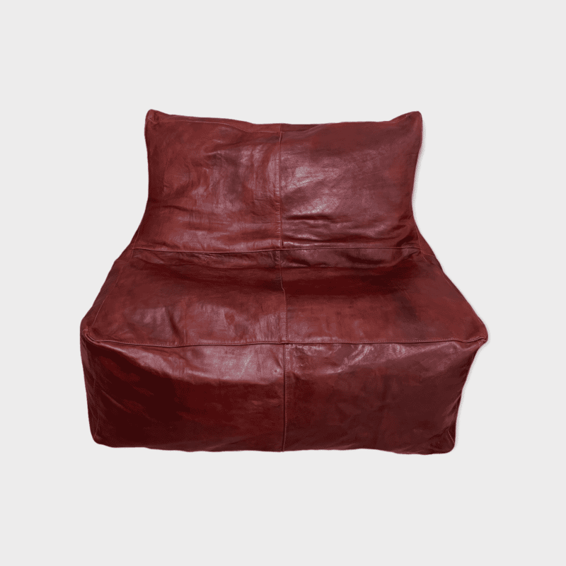Moroccan handmade bean bag chair in cognac colored leather