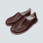 Moroccan handmade slippers in dark brown, from the side