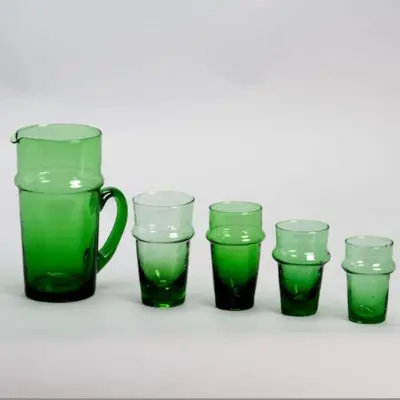 Moroccan beldi glass and glass jug