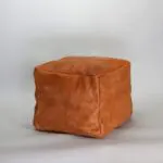 Pouf carré marocain en cuir fait main en marron clair
