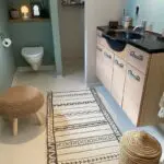 Moroccan pouf in a bathroom