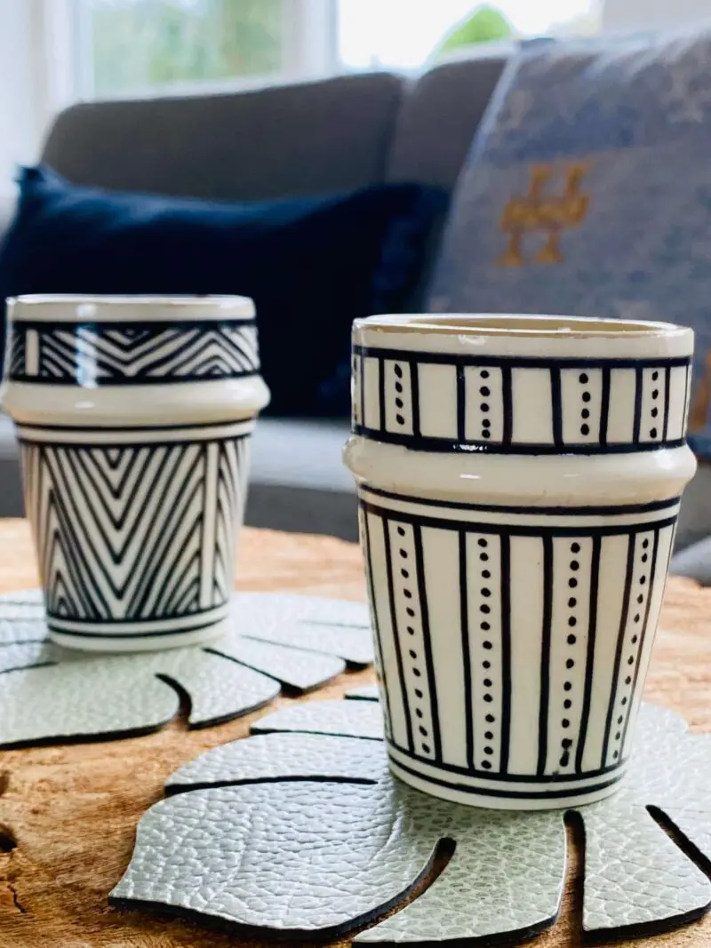 Moroccan beldi mugs with different patterns