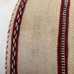 Handwoven vintage kilim ourika cushion cover in white beige pattern, dense