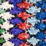 Handwoven boucherouite carpet in multi-colored diamond pattern, dense