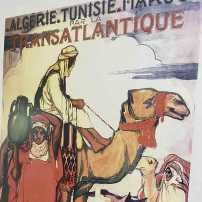 Kunstwerk van Marokkaanse mannen die op kamelen rijden