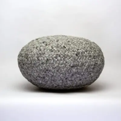 Moroccan wool pouf in grey