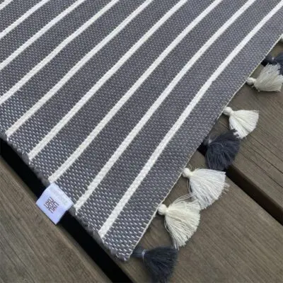 Moroccan handmade bath mat in grey, dense