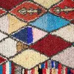 Handvävd boucheroute matta i flerfärgat diamantmönster, tät