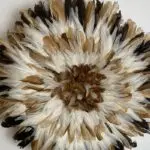 Moroccan handmade jujuhat feather decoration in shades of brown, dense