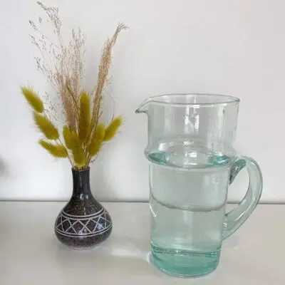 Moroccan mouth-blown beldi glass jug