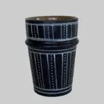Moroccan handmade beldi mug in black with white dot pattern
