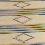 Tapis en coton tissé main beige à motifs de racines marocaines et rayures plusieurs coloris, dense