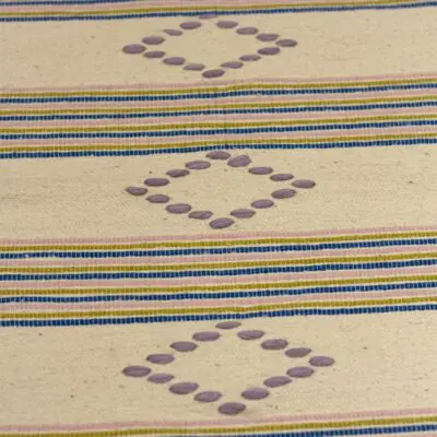 Tapis en coton tissé main beige à motifs de racines marocaines et rayures plusieurs coloris, dense