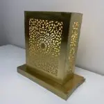 Moroccan handmade table lamp of gold metal with Moroccan pattern