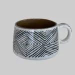 Moroccan handmade cup with in white with black stripe pattern
