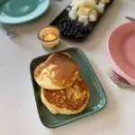 Moroccan dish in green marble with pancakes on top