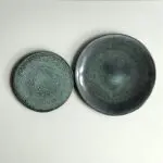 Moroccan handmade stoneware plates in green marble, in large and small variants