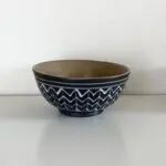 Moroccan handmade bowl in black with white zigzag pattern
