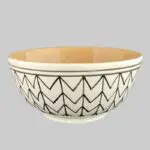 Moroccan handmade bowl in white with black zigzag pattern