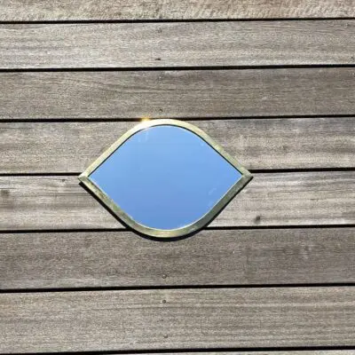 Moroccan handmade eyelid shaped mirror with gold edge