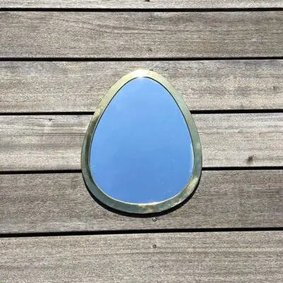 Moroccan handmade egg-shaped mirror with gold rim