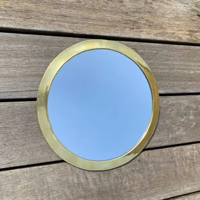 Marokkaanse handgemaakte ronde spiegel met gouden rand