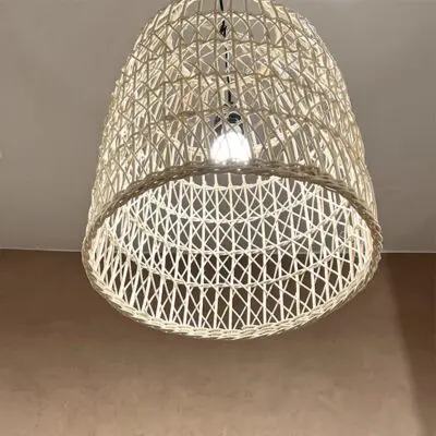 The underside of a Moroccan handmade pendant lamp in cylinder shape