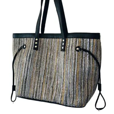Moroccan handwoven bag in shades of brown