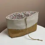Moroccan handwoven toilet bag in gray and beige