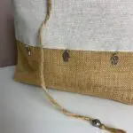 Moroccan handwoven toilet bag in gray and beige, close