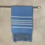 Moroccan handwoven hammam towel in blue