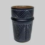 Moroccan handmade beldi mug in black with white zigzag pattern