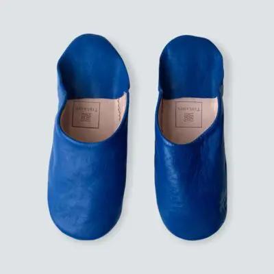 Chaussons marocains faits main en bleu
