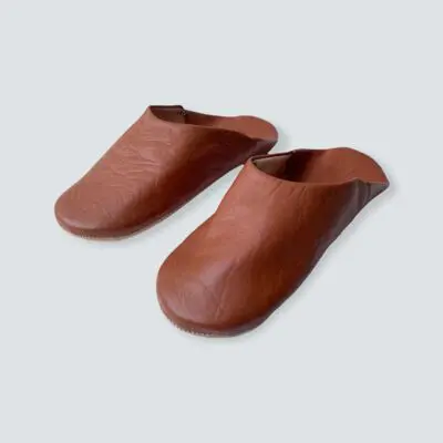 Moroccan handmade slippers in brown