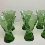 Mouth blown green wine glasses