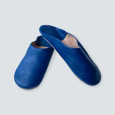 Moroccan handmade slippers in blue