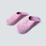 Marokkaanse handgemaakte pantoffels in roze met wit patroon