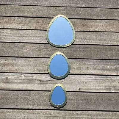 Moroccan handmade egg-shaped mirrors with gold edges in three different sizes