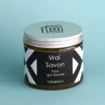 Vrai Savon soap in the geranium variety