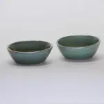 Moroccan stoneware bowls in green marbre