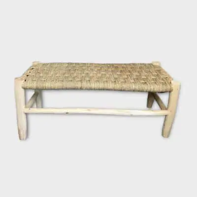 Bench in raffia and wood